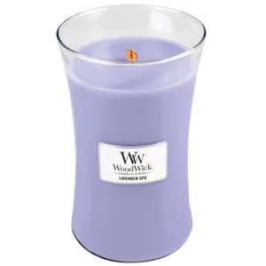 WoodWick Lavender Spa dišeča sveča z lesenim stenjem 609,5 g