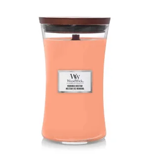 WoodWick Manuka Nectar dišeča sveča z lesenim stenjem 609,5 g