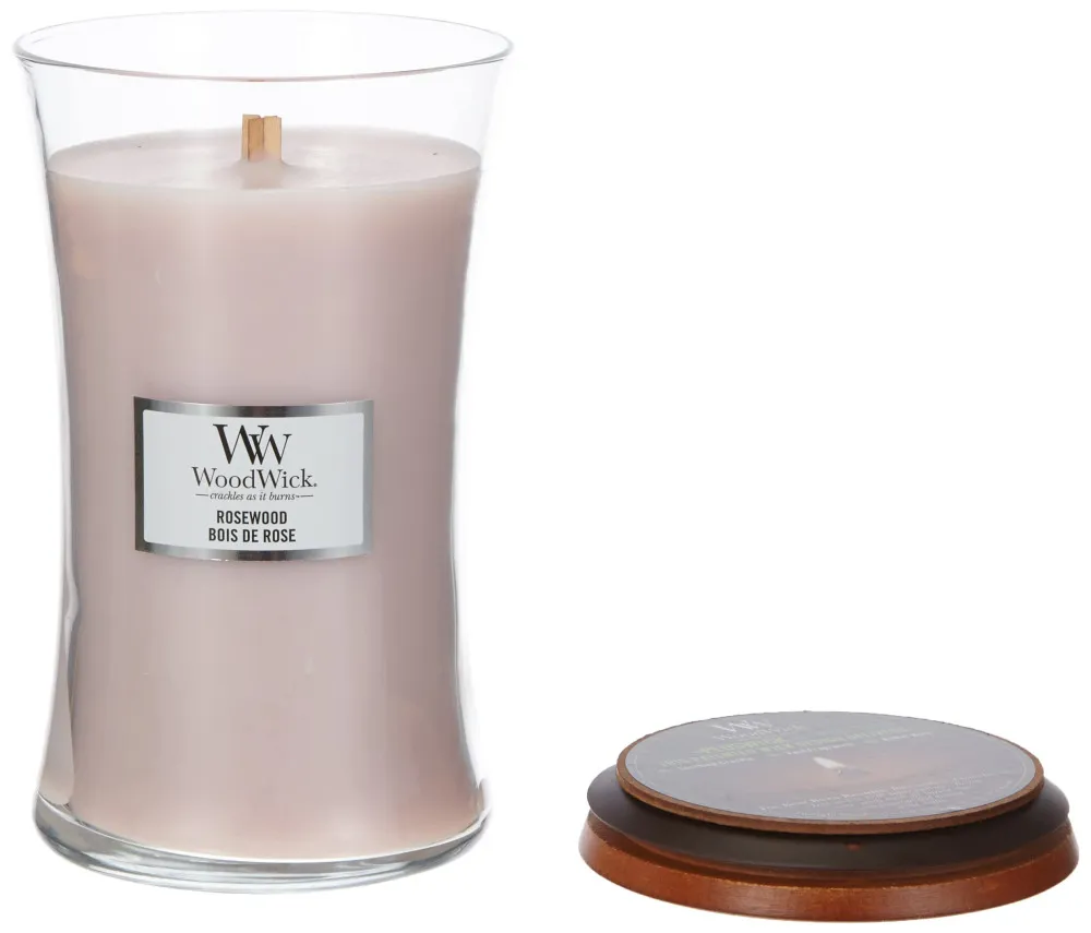 Rosewood dišeča sveča z lesenim stenjem 275 g