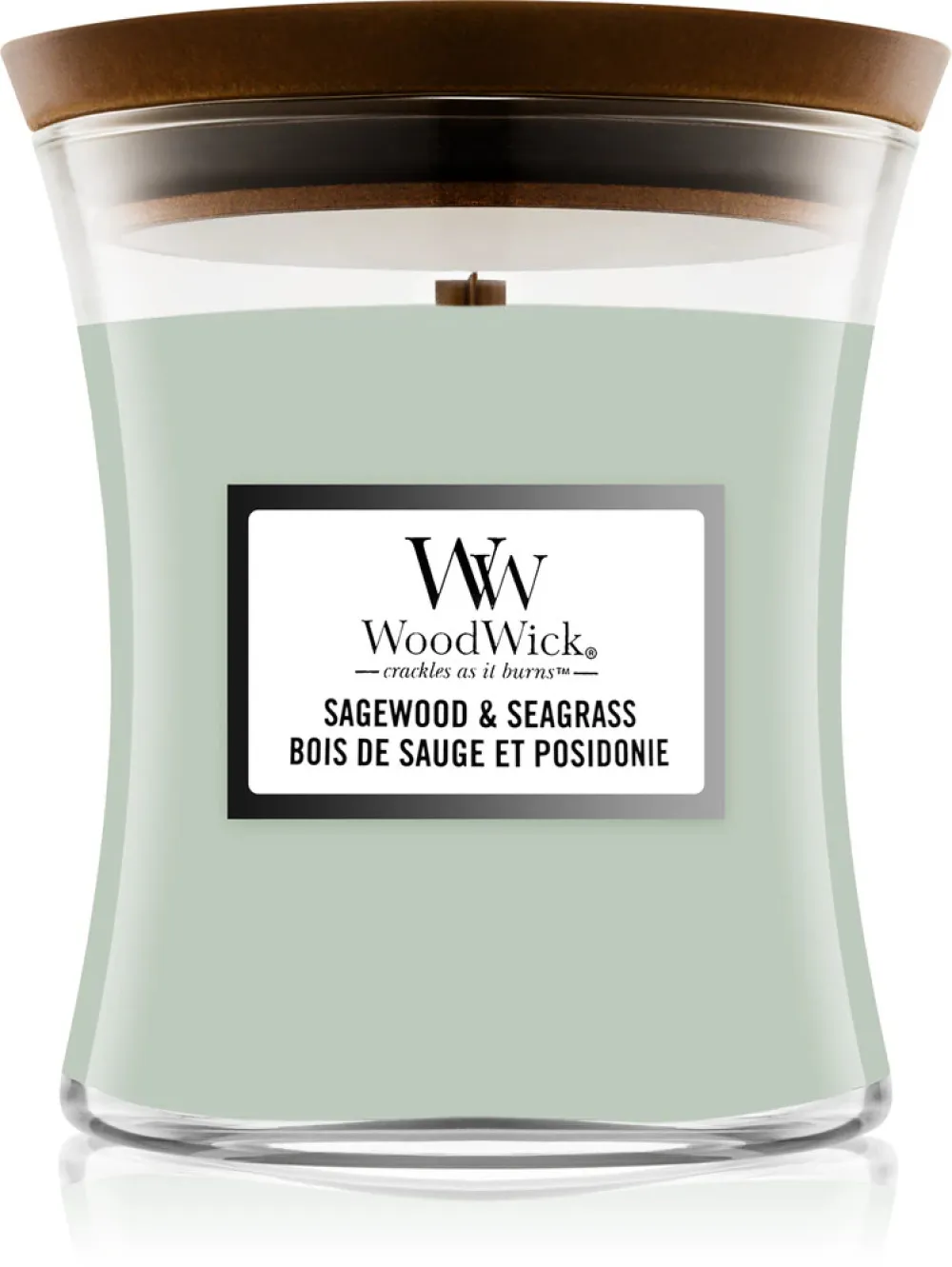 Sagewood & Seagrass dišeča sveča z lesenim stenjem 275 g