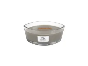 WoodWick Sand & Driftwood dišeča sveča z lesenim stenjem 453,6 g