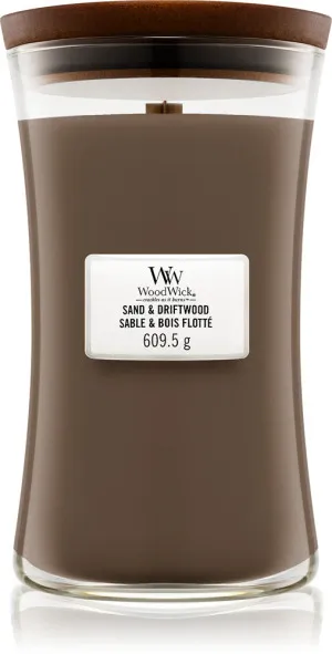 WoodWick Sand & Driftwood dišeča sveča z lesenim stenjem za ženske