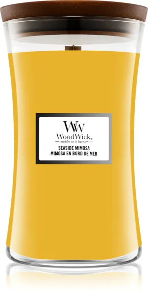 WoodWick Seaside Mimosa dišeča sveča z lesenim stenjem 609,5 g