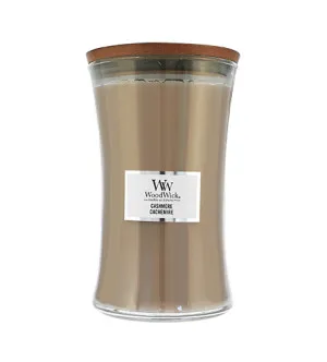 WoodWick Steklo veliko/Cashmere dišeča sveča z lesenim stenjem 609,5 g