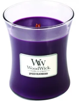WoodWick Spiced Blackberry dišeča sveča z lesenim stenjem za ženske