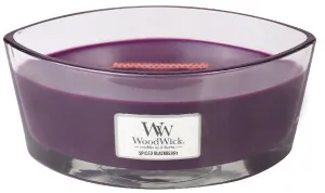 WoodWick Spiced Blackberry dišeča sveča z lesenim stenjem 453,6 g