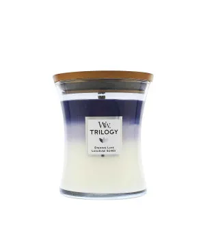 WoodWick Trilogy Evening Luxe dišeča sveča z lesenim stenjem 275 g