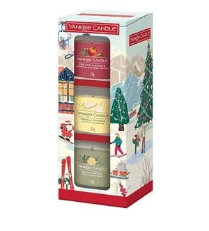 Yankee Candle Holiday Party votivna sveča v steklu 3 x 37 g