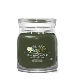 Yankee Candle Silver Sage & Pine signature sveča srednja 368 g