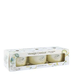 Yankee Candle Baby Powder votivna sveča v steklu 3 x 37 g