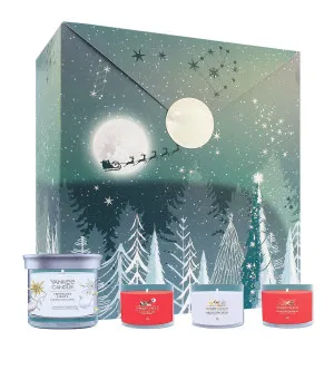 Yankee Candle Bright Lights darilni set signature tumbler mali 122 g + votivna sveča v steklu 3 x 37 g