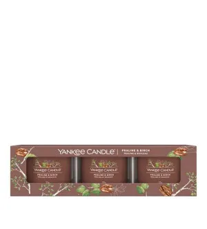 Yankee Candle Praline & Birch votivna sveča v steklu 3 x 37 g