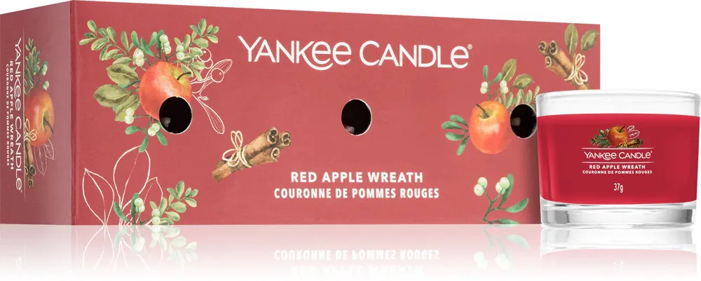 Red Apple Wreath votivna sveča v steklu 3 x 37 g 3x37 g