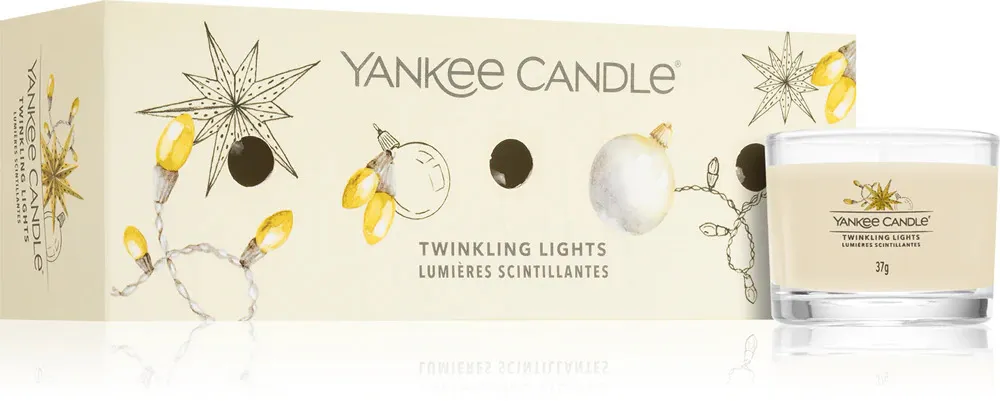 Twinkling Lights dišeča svečka v steklu 3 x 37 g 3x37 g