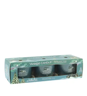 Yankee Candle Winter Night Stars votivna svečka v steklu 3 x 37 g
