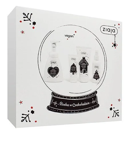 Ziaja Choco Plum darilni set gel za prhanje 160 ml + pena za umivanje 250 ml + krema za roke 50 ml + telesni sprej