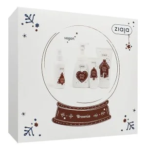 Ziaja Brownie darilni set gel za prhanje 160 ml + penilno milo za roke 250 ml + krema za roke 50 ml + sprej za telo